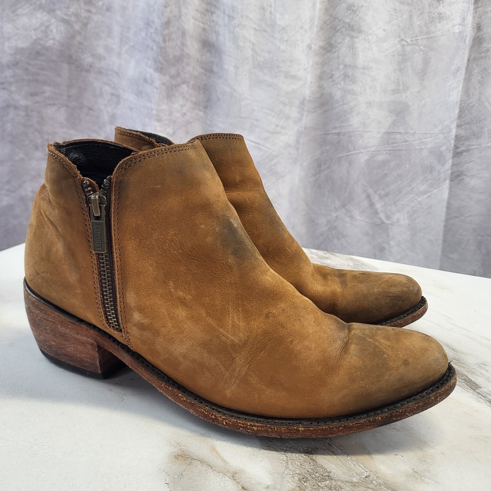 Liberty Double Zip Suede Western Ankle Boots Women's Size 11 M Brown